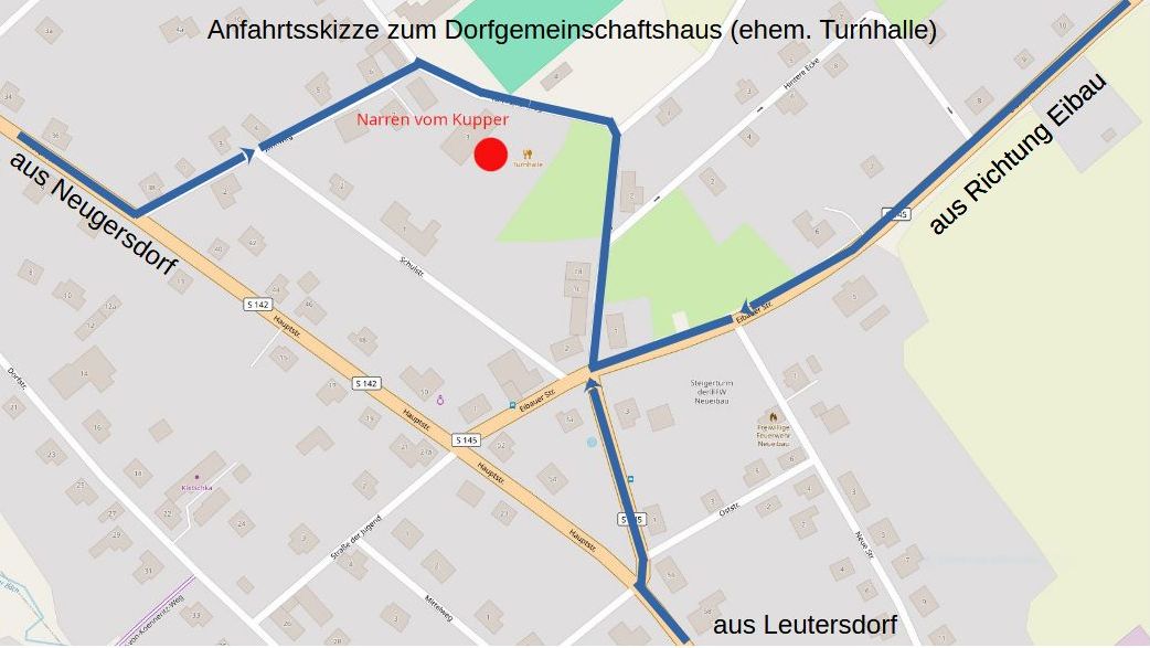 Anfahrtsskizze zum Dorfgemeinschaftshaus Neueibau